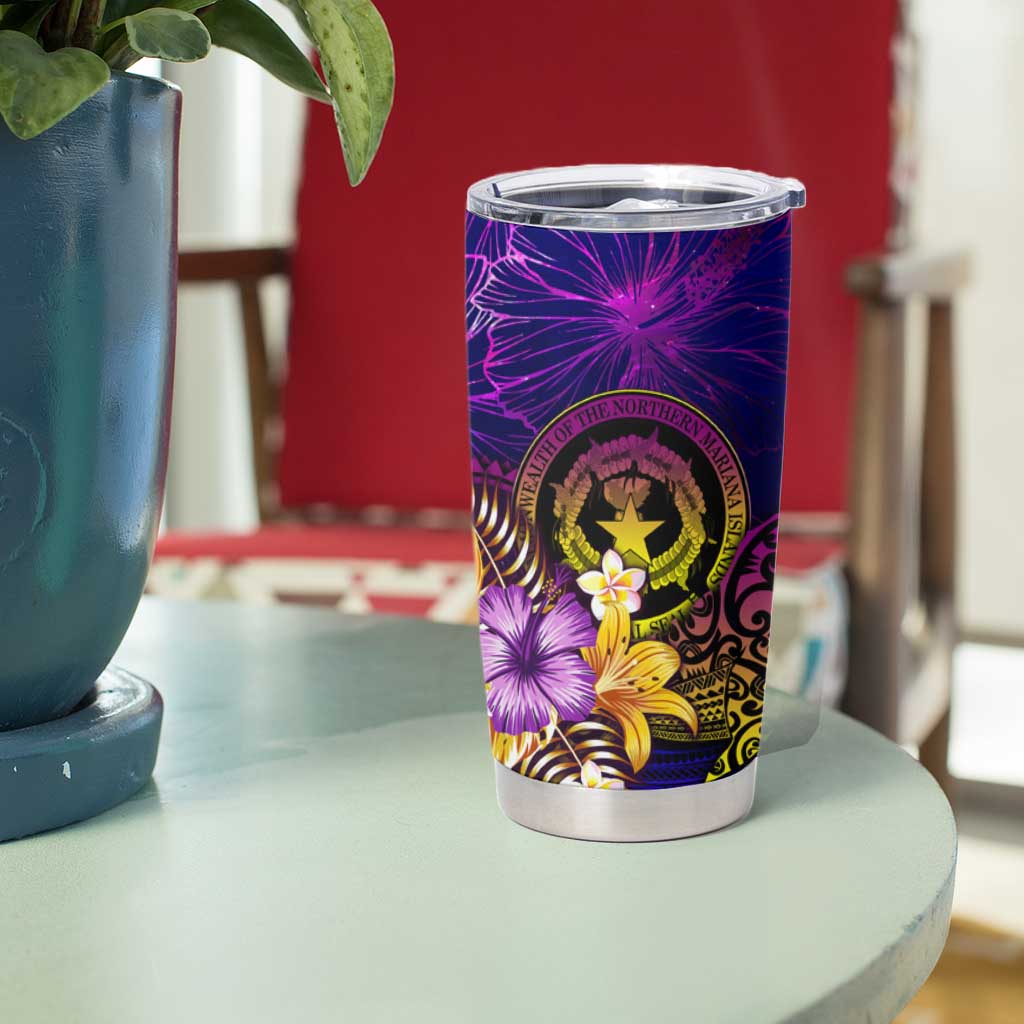 Northern Mariana Islands Tumbler Cup Whale Hibiscus Polynesian