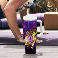 Northern Mariana Islands Tumbler With Handle Whale Hibiscus Polynesian