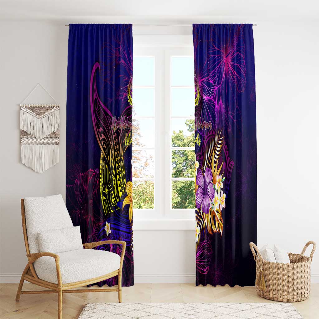 Northern Mariana Islands Window Curtain Whale Hibiscus Polynesian