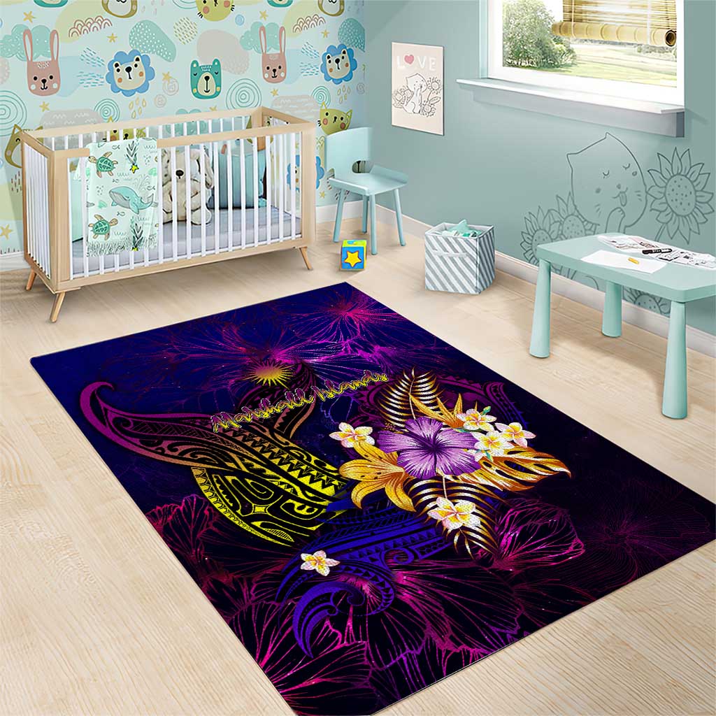 Marshall Islands Area Rug Whale Hibiscus Polynesian