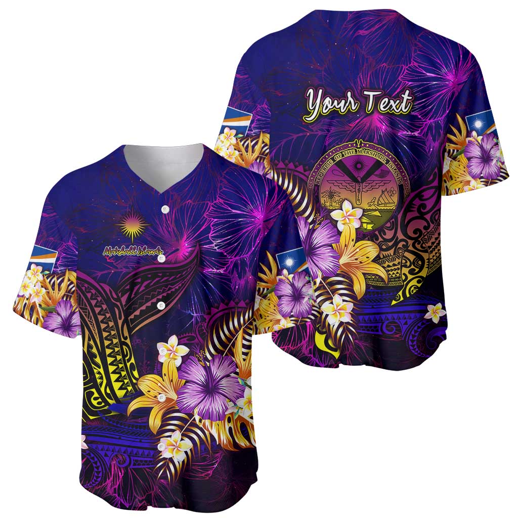 Marshall Islands Baseball Jersey Whale Hibiscus Polynesian