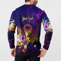 Marshall Islands Button Sweatshirt Whale Hibiscus Polynesian