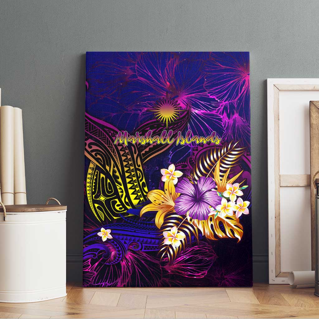 Marshall Islands Canvas Wall Art Whale Hibiscus Polynesian