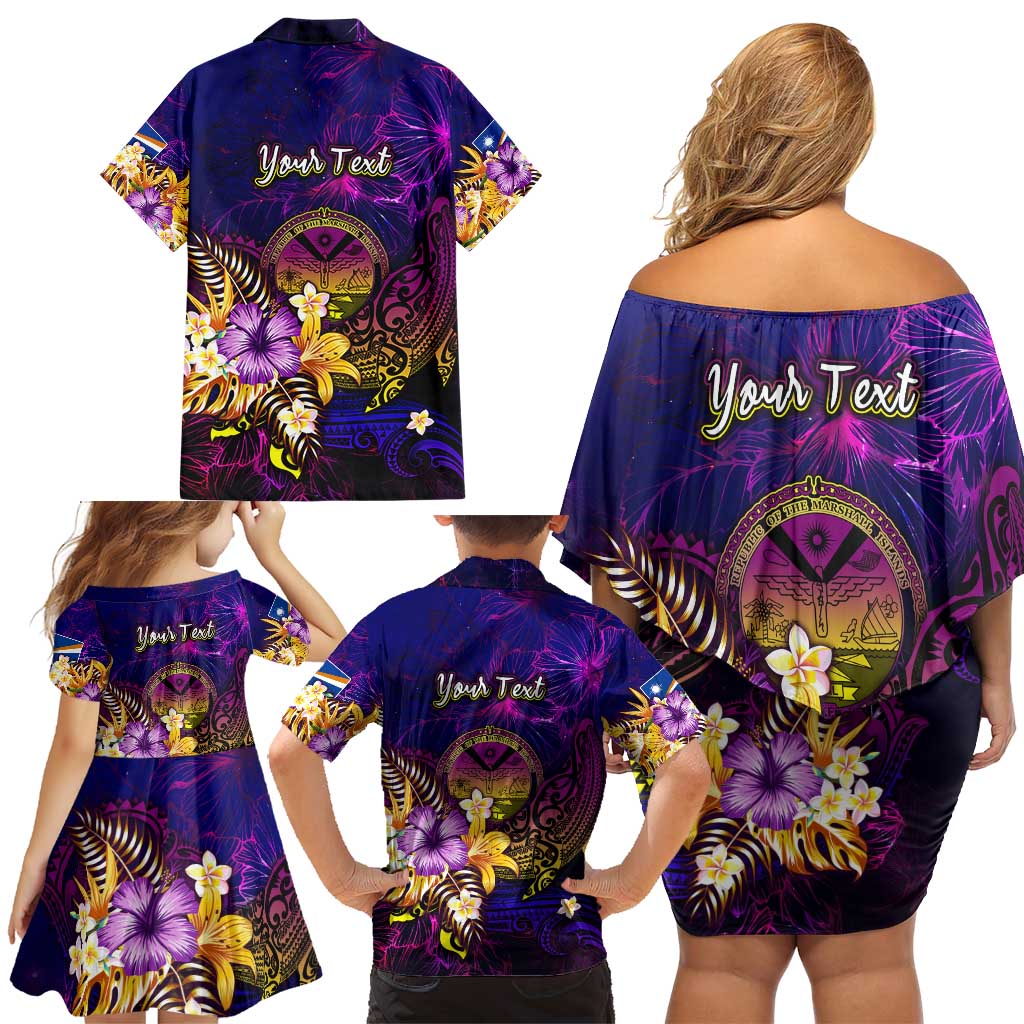 Marshall Islands Family Matching Off Shoulder Short Dress and Hawaiian Shirt Whale Hibiscus Polynesian DT02 - Polynesian Pride