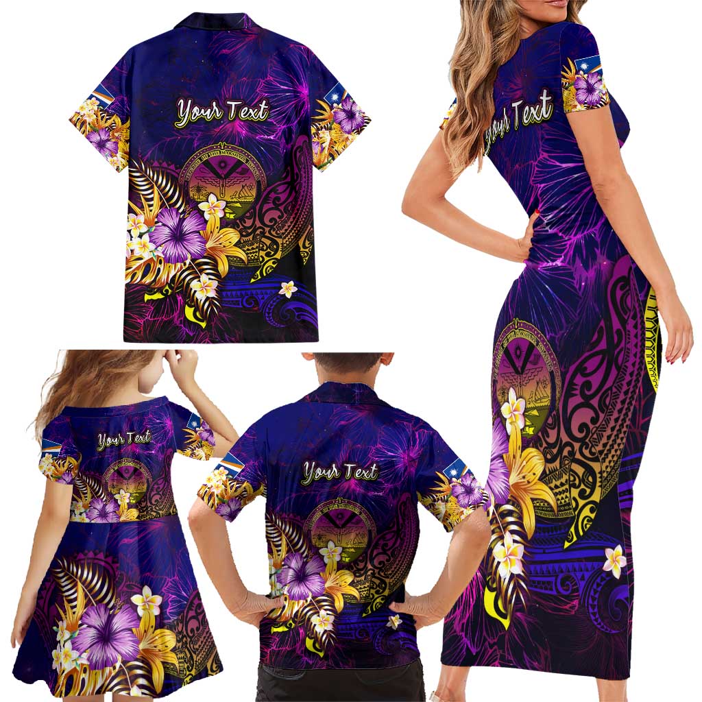Marshall Islands Family Matching Short Sleeve Bodycon Dress and Hawaiian Shirt Whale Hibiscus Polynesian DT02 - Polynesian Pride