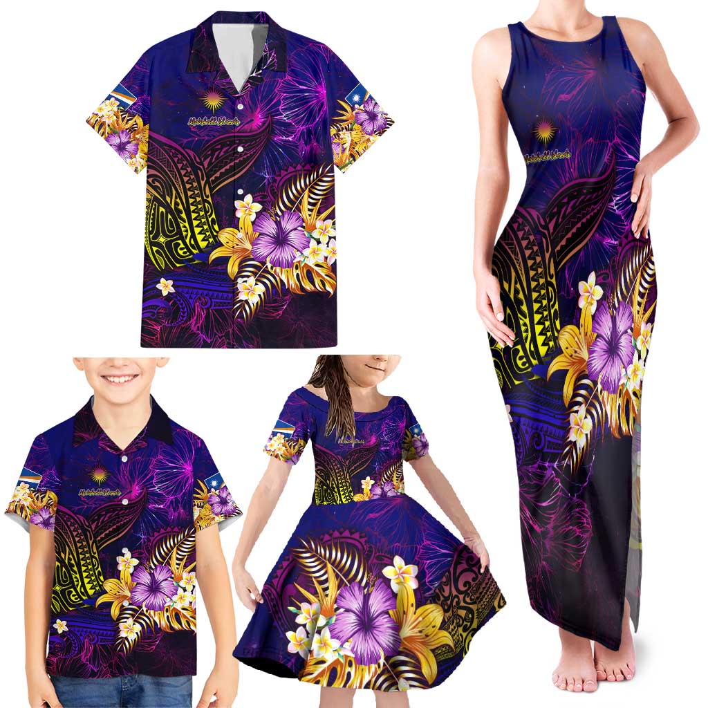 Marshall Islands Family Matching Tank Maxi Dress and Hawaiian Shirt Whale Hibiscus Polynesian DT02 - Polynesian Pride
