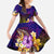 Marshall Islands Kid Short Sleeve Dress Whale Hibiscus Polynesian