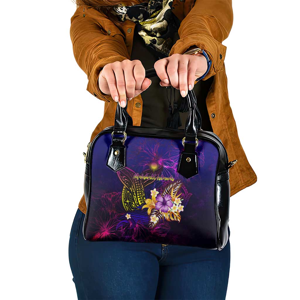 Marshall Islands Shoulder Handbag Whale Hibiscus Polynesian