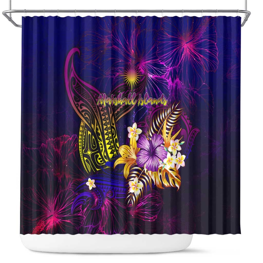 Marshall Islands Shower Curtain Whale Hibiscus Polynesian
