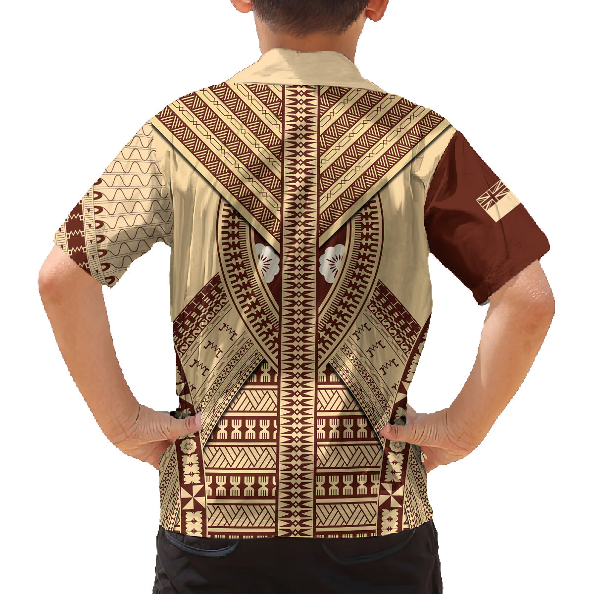 Fiji Bula Family Matching Puletasi Dress and Hawaiian Shirt Tapa Pattern Design DT02 - Polynesian Pride