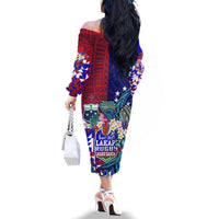 Manu Samoa Rugby 2023 Family Matching Off Shoulder Long Sleeve Dress and Hawaiian Shirt Humpback Whale Hexagon Tribal Tropical Style DT02 - Polynesian Pride