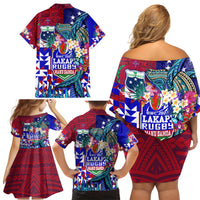 Manu Samoa Rugby 2023 Family Matching Off Shoulder Short Dress and Hawaiian Shirt Humpback Whale Hexagon Tribal Tropical Style DT02 - Polynesian Pride