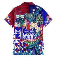 Manu Samoa Rugby 2023 Family Matching Off Shoulder Short Dress and Hawaiian Shirt Humpback Whale Hexagon Tribal Tropical Style DT02 - Polynesian Pride