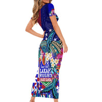 Manu Samoa Rugby 2023 Family Matching Short Sleeve Bodycon Dress and Hawaiian Shirt Humpback Whale Hexagon Tribal Tropical Style DT02 - Polynesian Pride
