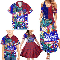 Manu Samoa Rugby 2023 Family Matching Summer Maxi Dress and Hawaiian Shirt Humpback Whale Hexagon Tribal Tropical Style DT02 - Polynesian Pride