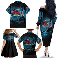 Fiji Rugby Family Matching Off Shoulder Long Sleeve Dress and Hawaiian Shirt Bring The Heat DT02 - Polynesian Pride