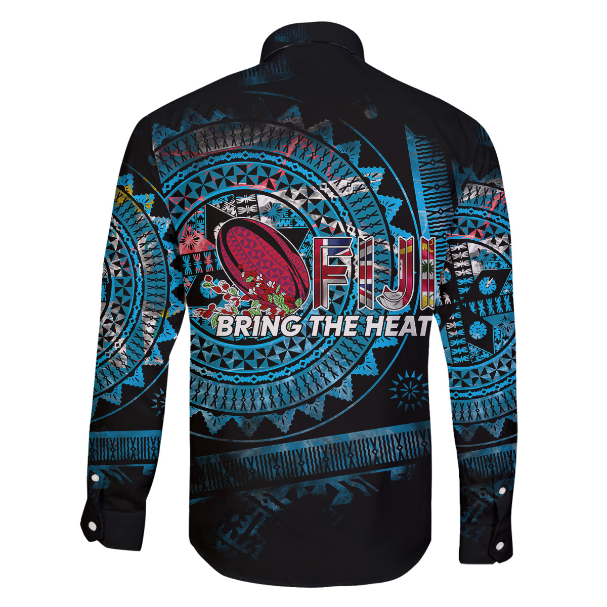 Fiji Rugby Family Matching Off Shoulder Long Sleeve Dress and Hawaiian Shirt Bring The Heat DT02 - Polynesian Pride