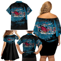 Fiji Rugby Family Matching Off Shoulder Short Dress and Hawaiian Shirt Bring The Heat DT02 - Polynesian Pride