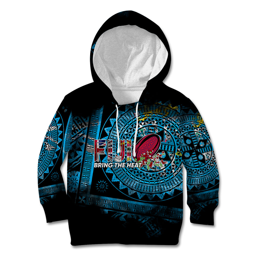 Fiji Rugby Kid Hoodie Bring The Heat DT02 Blue - Polynesian Pride