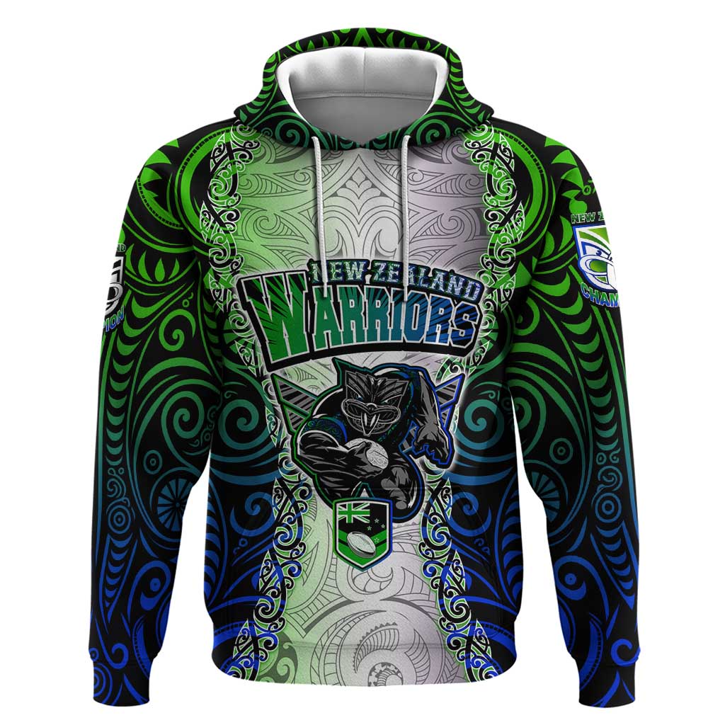 Personalised New Zealand Warriors Hoodie Maori Silver Fern Green DT02