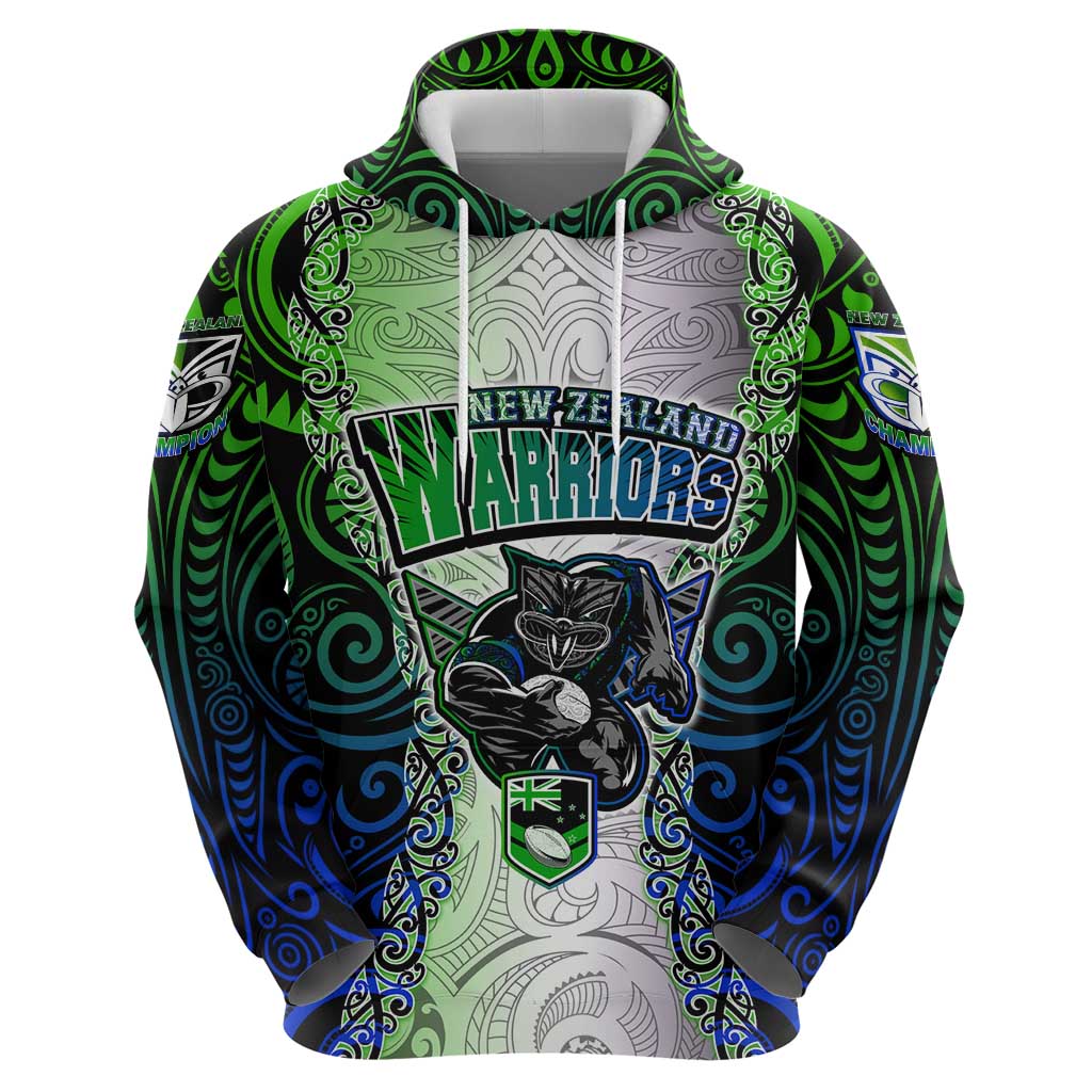 Personalised New Zealand Warriors Hoodie Maori Silver Fern Green DT02