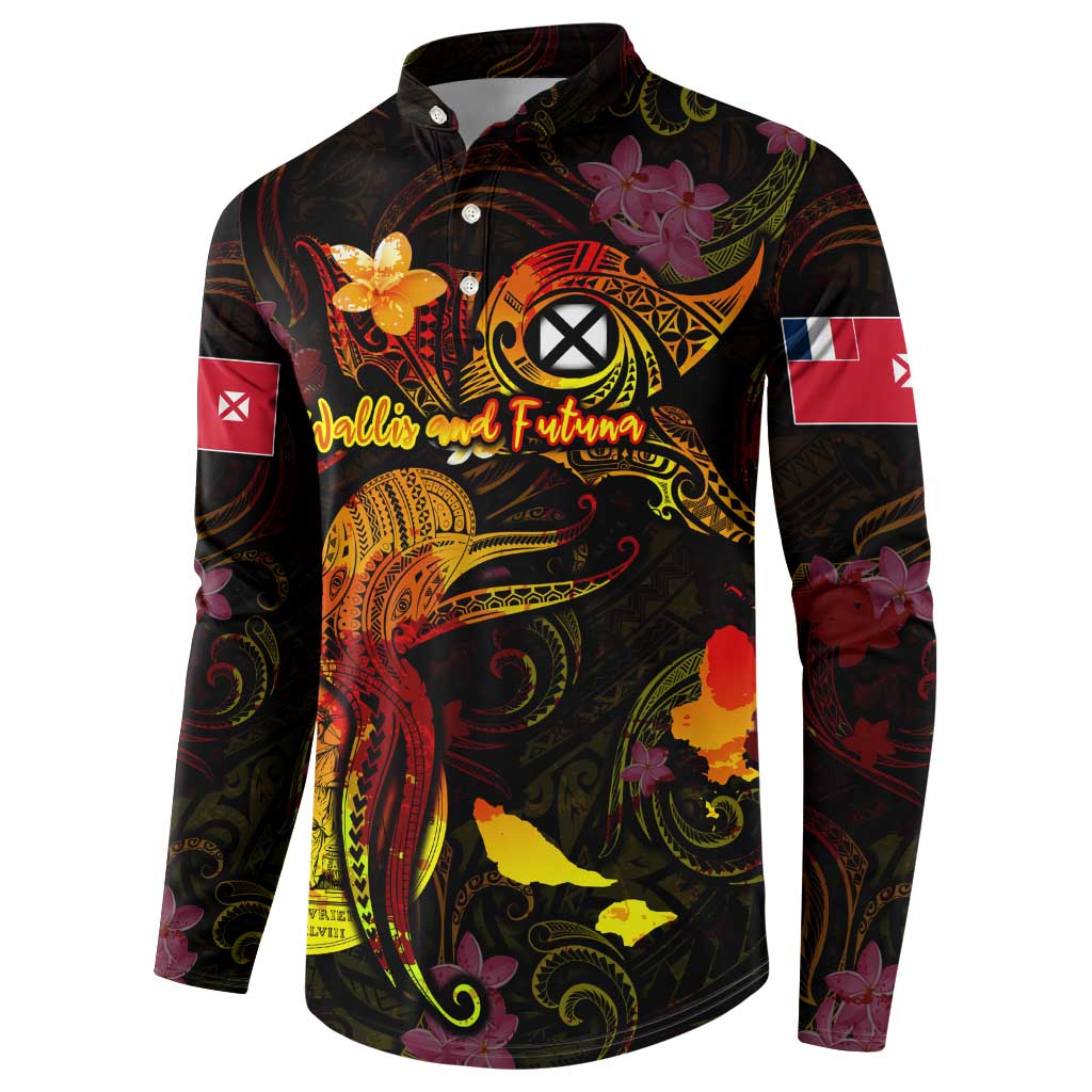 Wallis and Futuna Button Sweatshirt Octopus Plumeria Polynesian Tattoo DT02 - Polynesian Pride