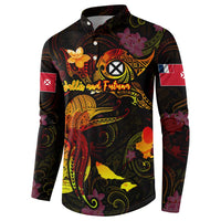 Wallis and Futuna Button Sweatshirt Octopus Plumeria Polynesian Tattoo DT02 - Polynesian Pride