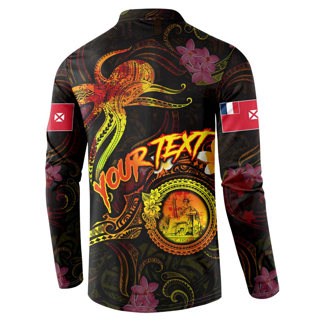 Wallis and Futuna Button Sweatshirt Octopus Plumeria Polynesian Tattoo DT02 - Polynesian Pride