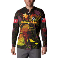 Wallis and Futuna Button Sweatshirt Octopus Plumeria Polynesian Tattoo DT02 - Polynesian Pride