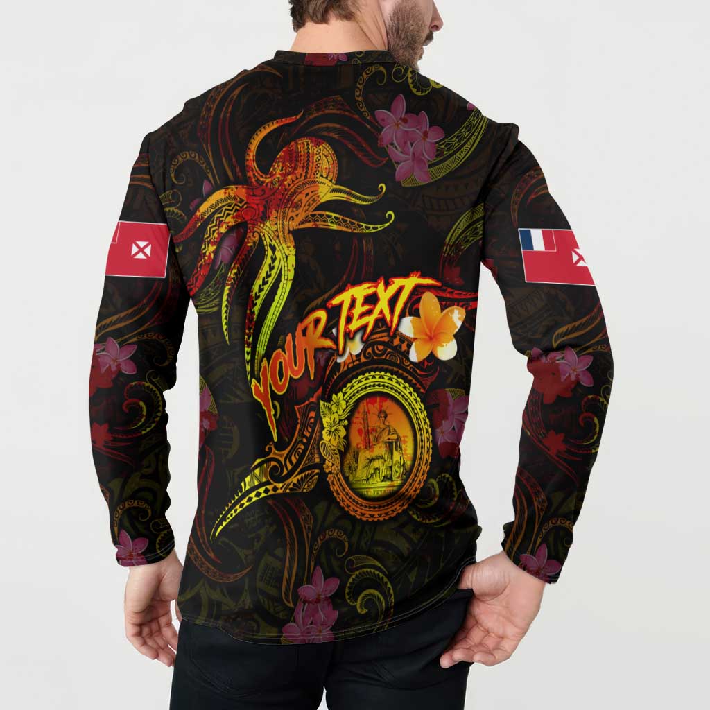 Wallis and Futuna Button Sweatshirt Octopus Plumeria Polynesian Tattoo DT02 - Polynesian Pride