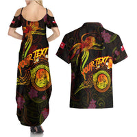 Wallis and Futuna Couples Matching Summer Maxi Dress and Hawaiian Shirt Octopus Plumeria Polynesian Tattoo DT02 - Polynesian Pride