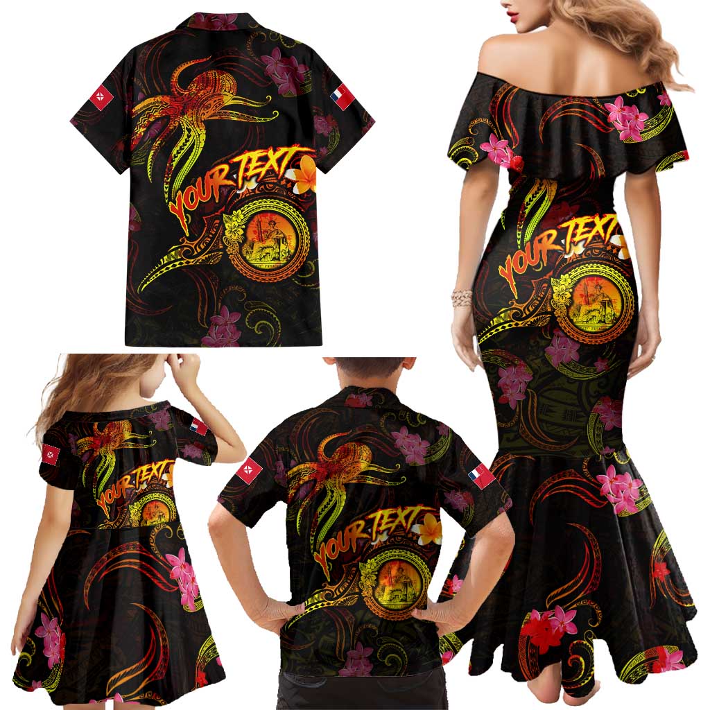 Wallis and Futuna Family Matching Mermaid Dress and Hawaiian Shirt Octopus Plumeria Polynesian Tattoo DT02 - Polynesian Pride