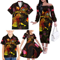 Wallis and Futuna Family Matching Off The Shoulder Long Sleeve Dress and Hawaiian Shirt Octopus Plumeria Polynesian Tattoo DT02 - Polynesian Pride