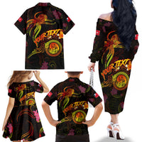 Wallis and Futuna Family Matching Off The Shoulder Long Sleeve Dress and Hawaiian Shirt Octopus Plumeria Polynesian Tattoo DT02 - Polynesian Pride