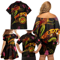 Wallis and Futuna Family Matching Off Shoulder Short Dress and Hawaiian Shirt Octopus Plumeria Polynesian Tattoo DT02 - Polynesian Pride