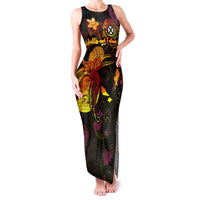 Wallis and Futuna Family Matching Tank Maxi Dress and Hawaiian Shirt Octopus Plumeria Polynesian Tattoo DT02 Mom's Dress Black - Polynesian Pride