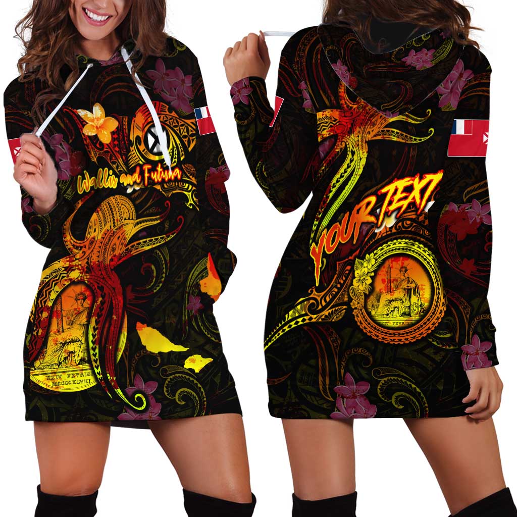 Wallis and Futuna Hoodie Dress Octopus Plumeria Polynesian Tattoo DT02 - Polynesian Pride