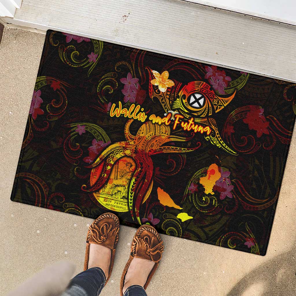 Wallis and Futuna Rubber Doormat Octopus Plumeria Polynesian Tattoo