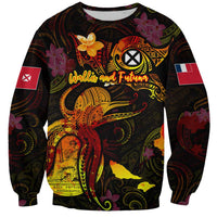 Wallis and Futuna Sweatshirt Octopus Plumeria Polynesian Tattoo DT02 Unisex Black - Polynesian Pride