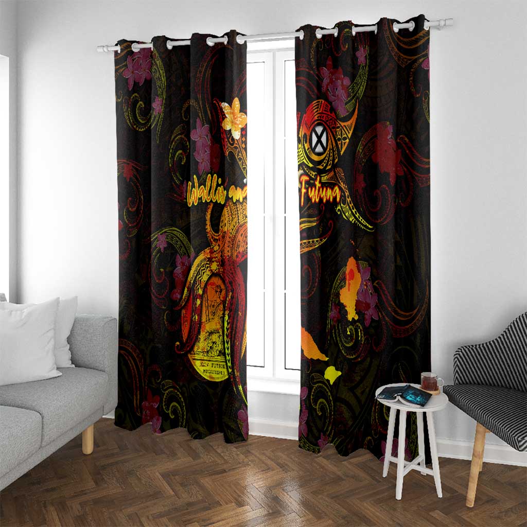 Wallis and Futuna Window Curtain Octopus Plumeria Polynesian Tattoo