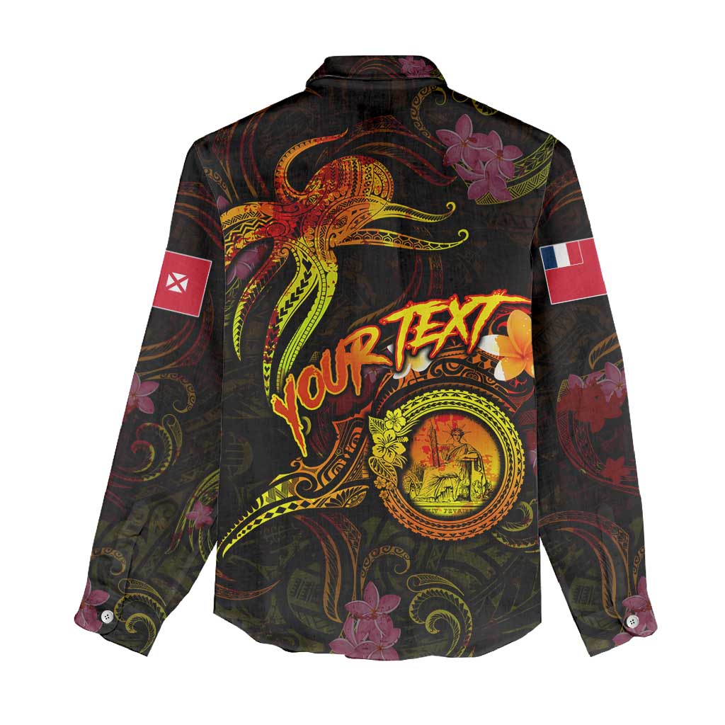 Wallis and Futuna Women Casual Shirt Octopus Plumeria Polynesian Tattoo DT02 - Polynesian Pride