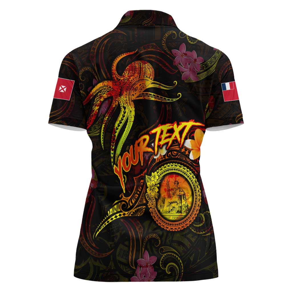 Wallis and Futuna Women Polo Shirt Octopus Plumeria Polynesian Tattoo DT02 - Polynesian Pride
