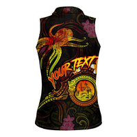 Wallis and Futuna Women Sleeveless Polo Shirt Octopus Plumeria Polynesian Tattoo DT02 - Polynesian Pride