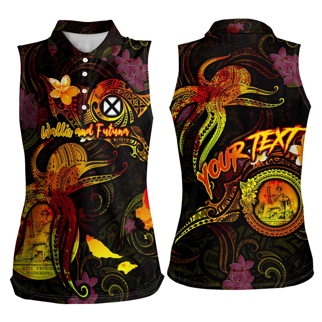 Wallis and Futuna Women Sleeveless Polo Shirt Octopus Plumeria Polynesian Tattoo DT02 - Polynesian Pride
