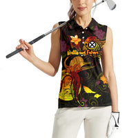 Wallis and Futuna Women Sleeveless Polo Shirt Octopus Plumeria Polynesian Tattoo DT02 - Polynesian Pride