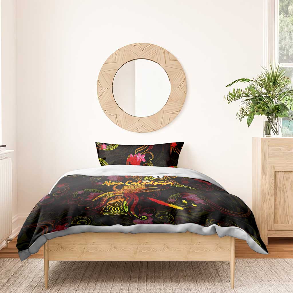 New Caledonia Bedding Set Octopus Plumeria Polynesian Tattoo