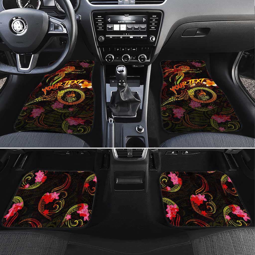 New Caledonia Car Mats Octopus Plumeria Polynesian Tattoo DT02 Set 4pcs Black - Polynesian Pride