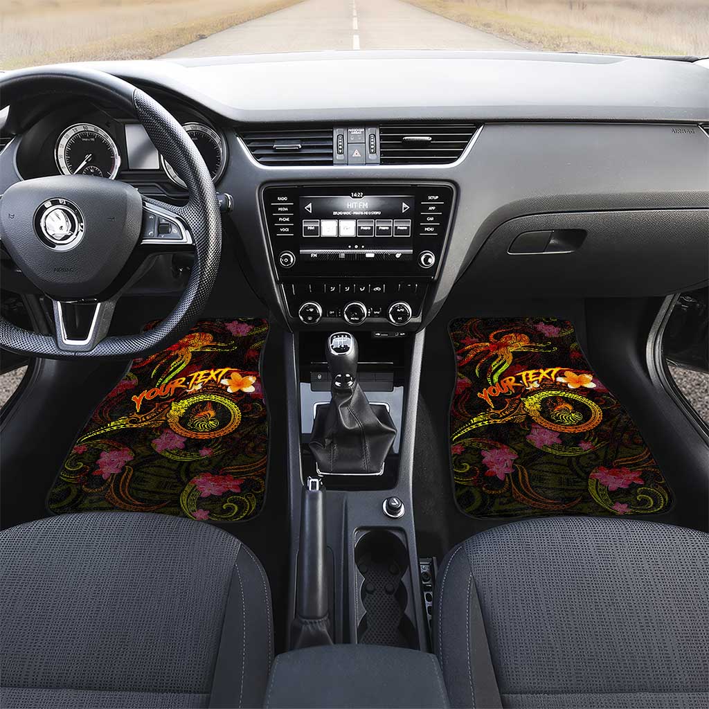 New Caledonia Car Mats Octopus Plumeria Polynesian Tattoo DT02 Set 2pcs - Front Black - Polynesian Pride