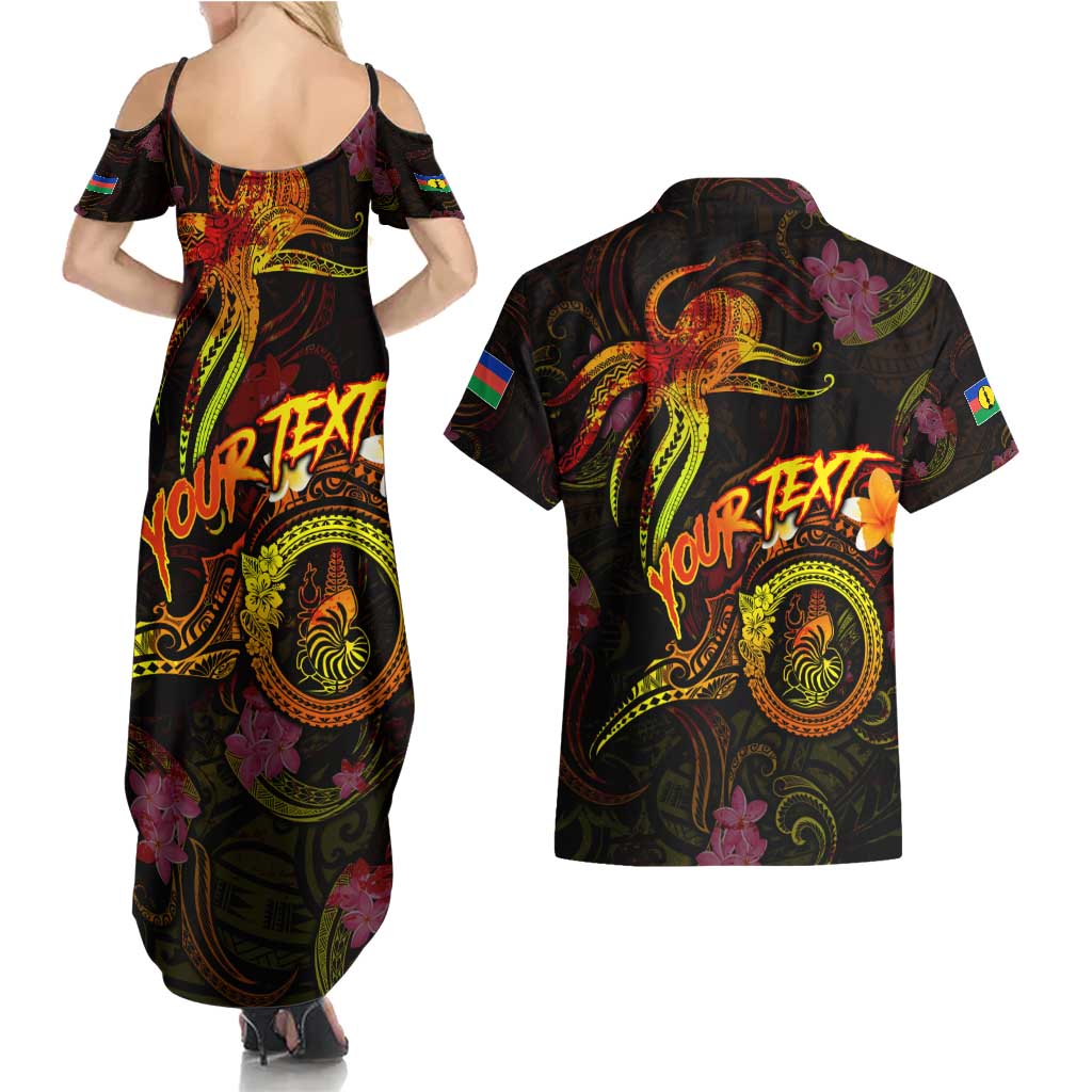 New Caledonia Couples Matching Summer Maxi Dress and Hawaiian Shirt Octopus Plumeria Polynesian Tattoo DT02 - Polynesian Pride