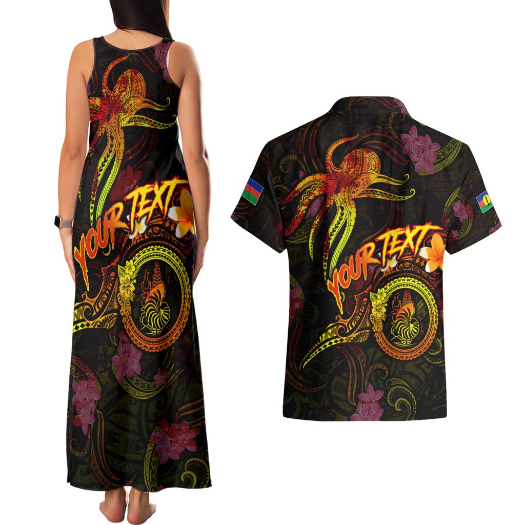 New Caledonia Couples Matching Tank Maxi Dress and Hawaiian Shirt Octopus Plumeria Polynesian Tattoo DT02 - Polynesian Pride